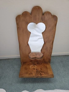 WOODEN (HANGING) W/SHELF SCALLOP TOP/SIDE EDGE W/MIRROR - Picture 1 of 10