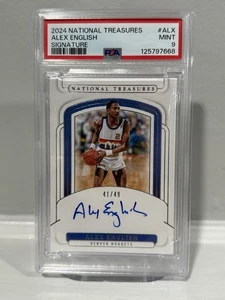 Alex English 2024-25 Panini National Treasures Auto /49 SP On Card PSA 9 - Picture 1 of 5