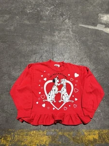 Vintage 101 Dalmations Sweatshirt Ruffled Pullover Size Medium Youth Girls 5-6 - Picture 1 of 11