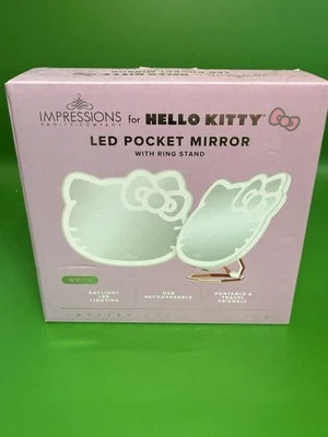 Espejo de Bolsillo LED Hello Kitty Rosa Impresiones Tocador con Anillo Soporte Mesa Nuevo en Caja Foto 1 de 4