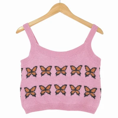 Levi's Suéter Para Mujeres Lana Algodón Crop Top Mariposa CB0 Talla M - Imagen 1 de 4