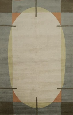 Alfombra de salón contemporánea hecha a mano 6x9 alfombra moderna de lana oriental de Nepal Foto 1 de 4