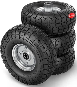 4.10/3.50-4 Tire Wheels Flat Free, 10" Heavy Duty Solid Replacement Tire with... - Bild 1 von 5