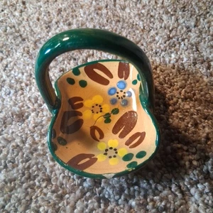 Vintage MCM Pottery Made In Italy Miniature Handpainted Basket W/ Floral Design - Picture 1 of 13