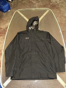 Under Armour X Storm Rain Jacket Men M Black Forefront Full Zip Hooded - Picture 1 of 6