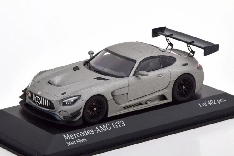 MINICHAMPS 410173202 MERCEDES AMG Gt3 2017 Matt Silver Boxed
