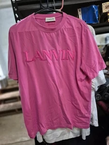 MEN’S LANVIN PARIS EMBROIDERED OVERSIZE T SHIRT SIZE L PINK - Picture 1 of 8