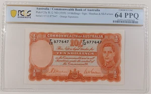 AUSTRALIA ND (1939) 10 SHILLINGS  PCGS  CHOICE UNC 64 PPQ - Picture 1 of 2