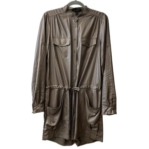 Mameluco BCBGMAXAZRIA Minna Verde Oliva Botón Delantero Manga Larga Rodante Talla M - Imagen 1 de 11