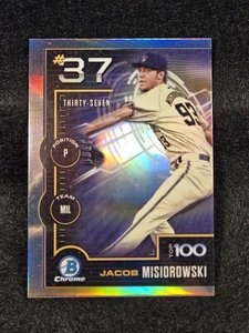 2025 Bowman - Bowman Scouts Top 100 Chrome Jacob Misiorowski #BTP-37 Brewers - Picture 1 of 2