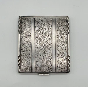 Tolles Jugendstil Zigaretten Etui versilbert vergoldet  antik florale Verzierung - Bild 1 von 20