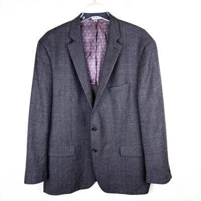 Ralph Lauren 2 纽扣运动夹克外套 48R 棕色紫色粗花呢羊毛丝绸亚麻 — 第 1/4 张图片