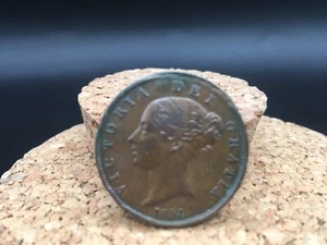 1854 Viktorianischer Kupfer "Junger Kopf" Half Penny - Bild 1 von 5