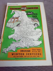  Associated Motorways Day Night Coach Services Winter 1959/60 Bus Timetable 