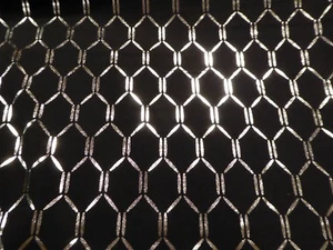 Black & Silver Hexagon-Print Silk Chiffon. Gorgeously Geometric! - Picture 1 of 3