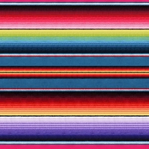Fabric Mexican Sombrero Serape Fiesta Stripe Cotton ELIZABETH 1/4 yard 263-BLU - Picture 1 of 6