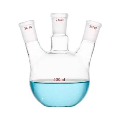 500ml,24/40,3-Neck,Glass Flask,Flat Bottom,Three Necks,Lab Chemistry Bottle - Image 1 of 4