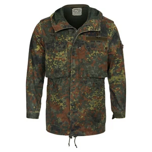 German Parka Original Army Military Hooded Jacket Field Flecktarn Camo Used - Picture 1 of 11