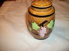 Vintage Brown Barrel Salt Shaker-4 1/2" Tall -Grapes And Grape Leaf Design-Japan