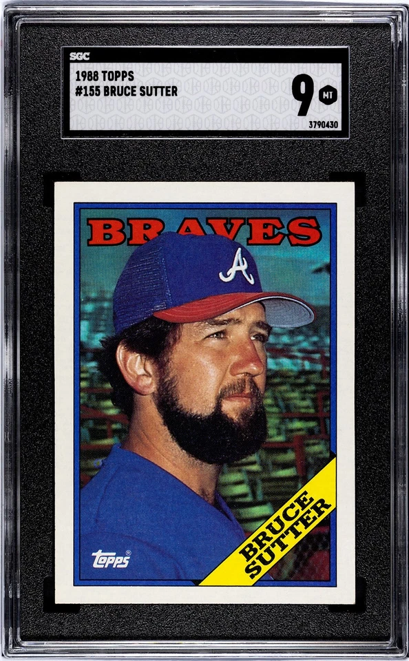Rare Graded 1988 Topps #155 HOF Bruce Sutter Atlanta Braves SGC 9 - Image 1 of 2