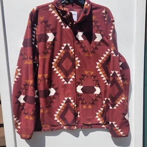 Sonoma Fleece Jacket Aztec Full Zip Size Large - Picture 1 of 12