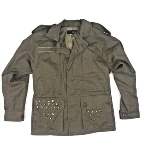 Plastic Island Anorak Jacke Anthropologie M Mantel Army Military Grün Nieten - Bild 1 von 6