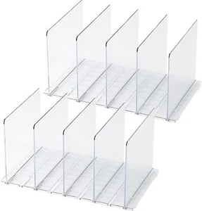 Purse Organizer for Closet Adjustable Acrylic Clear Shelf Dividers 2 Pcs (8 Sect - Picture 1 of 7