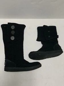 Stivali da donna UGG 5819 Classic Cardy neri in vera pelle di pecora tessuto EVA taglia 7 - Foto 1 di 8