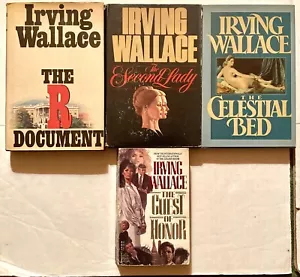 IRVING WALLACE 3 HARDCOVER 1 PAPERBACK BOOK LOT SECOND LADY THE CELESTIAL BED + - Imagen 1 de 4