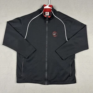 Vintage Nike Jacket Mens Small Black Red Full Zip Basketball Warm-Up Swoosh 90s - Picture 1 of 16