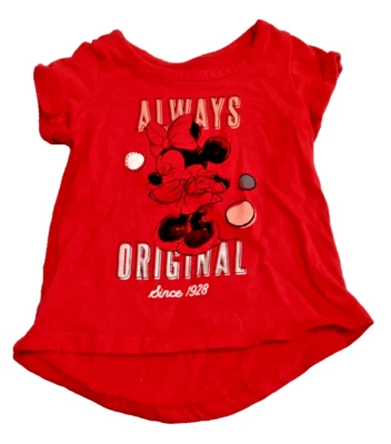 Disney Junior Minnie Mouse T 恤 18M 学步女孩红色短袖 — 第 1/2 张图片