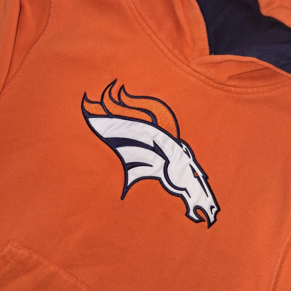 Ropa del equipo de la NFL Niños Denver Broncos Sudadera con capucha Naranja Pullover Sudadera Talla L-7 Foto 1 de 4