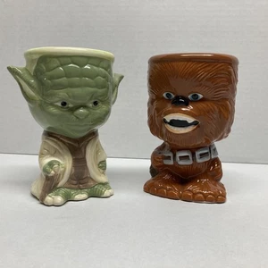 Star Wars YODA & WOOKIE CHEWBACCA Ceramic Goblets Cups Coffee Mug Galerie VTG - Picture 1 of 9
