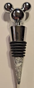 Disney Parks Mickey Mouse Wine Bottle Stopper Chrome Metal Silver Cork - Picture 1 of 3
