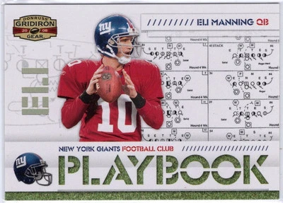 2008 Donruss Gridiron Gear Playbook Gold Eli Manning Insert Card #PL9 /100 - Image 1 of 2