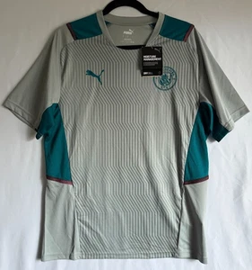 PUMA Manchester City Jersey Men L Gray Teal Training Top DryCell Slim Fit Soccer - Picture 1 of 17