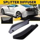 2x Gloss Black Car Front Bumper Lip Splitter Fins Body Spoiler Canards Fin Lip