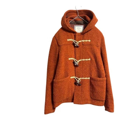 BEAMS Duffel Coat M Orange Hooded Toggle Button Wool Outerwear F/S - Image 1 of 4