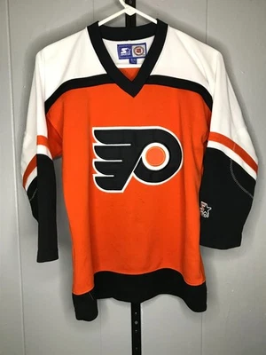 Camiseta deportiva vintage de los 90 Philadelphia Flyers juvenil S/M NHL hockey starter espalda en blanco Foto 1 de 4