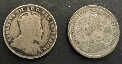 Lot of 2 Canada 10 Cents Silver Coins - 1906 & 1929 - Image 1 of 2