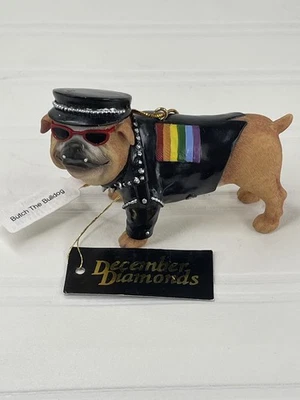 December Diamonds Butch The Bulldog Holiday Ornament Leather Daddy Pride Gay