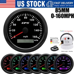 85mm Black GPS Speedometer 0-160MPH Gauge Waterproof for Motorcycles Boat Car US - Picture 1 of 13