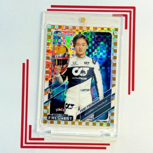 2021 Topps Chrome F1 Formula 1 YUKI TSUNODA Checker Flag Refractor Gold /50 Rc - Picture 1 of 2