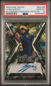 2023 Leaf Exotic Autograph JJ Mccarthy #BAJJM Peacock Crystal PSA 10 - Picture 1 of 2