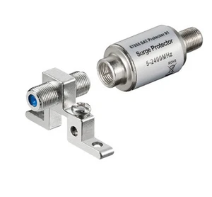 Sat Überspannungsschutz Blitzschutz mit Erdungsblock 1-fach für Sat, DVB T & UKW - Bild 1 von 2