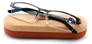 Occhiali da lettura premium in metallo mezzo cerchio con cerniera a molla antiriflesso rivestimento AR - Foto 1 di 15