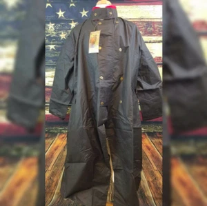 Wyoming Traders Unisex Ranch Abbigliamento Impermeabile Equitazione Pomel Pesce Slicker - NERO - Foto 1 di 6