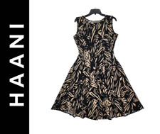 Haani Petite Woman Size Medium Brown Black Formal Sleeveless Fit Flare Dress