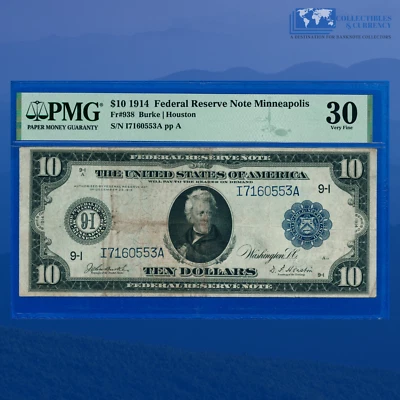 Fr.938 1914 $10 Dollars Federal Reserve Note Minneapolis, PMG 30 Comment #60553 - Image 1 of 2
