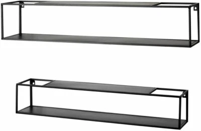 Haku Wandregal Leicester 2 teilig schwarz Metall rechteckig Dekoregal Industrial - Bild 1 von 4